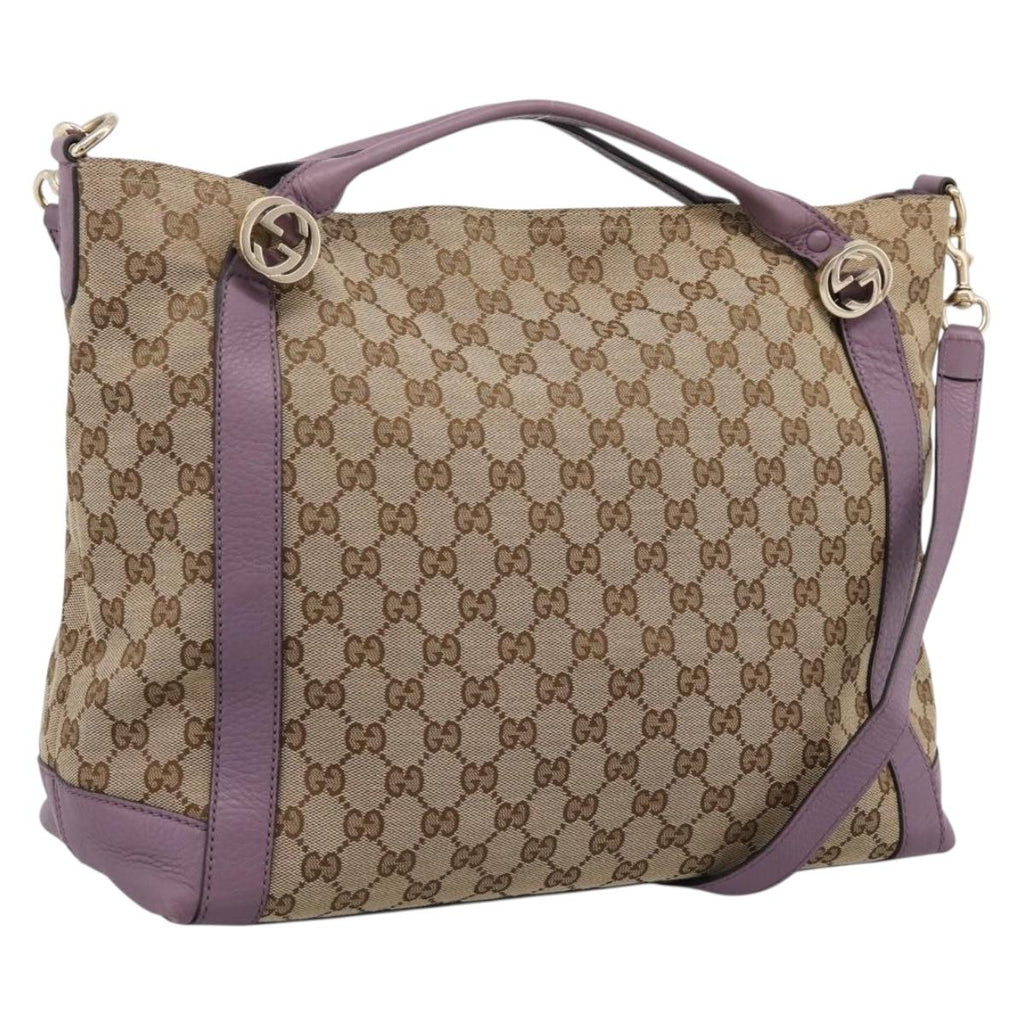 GUCCI GG Canvas GG Twins Shoulder Bag Beige Gold Tone 323675 Auth 208847V