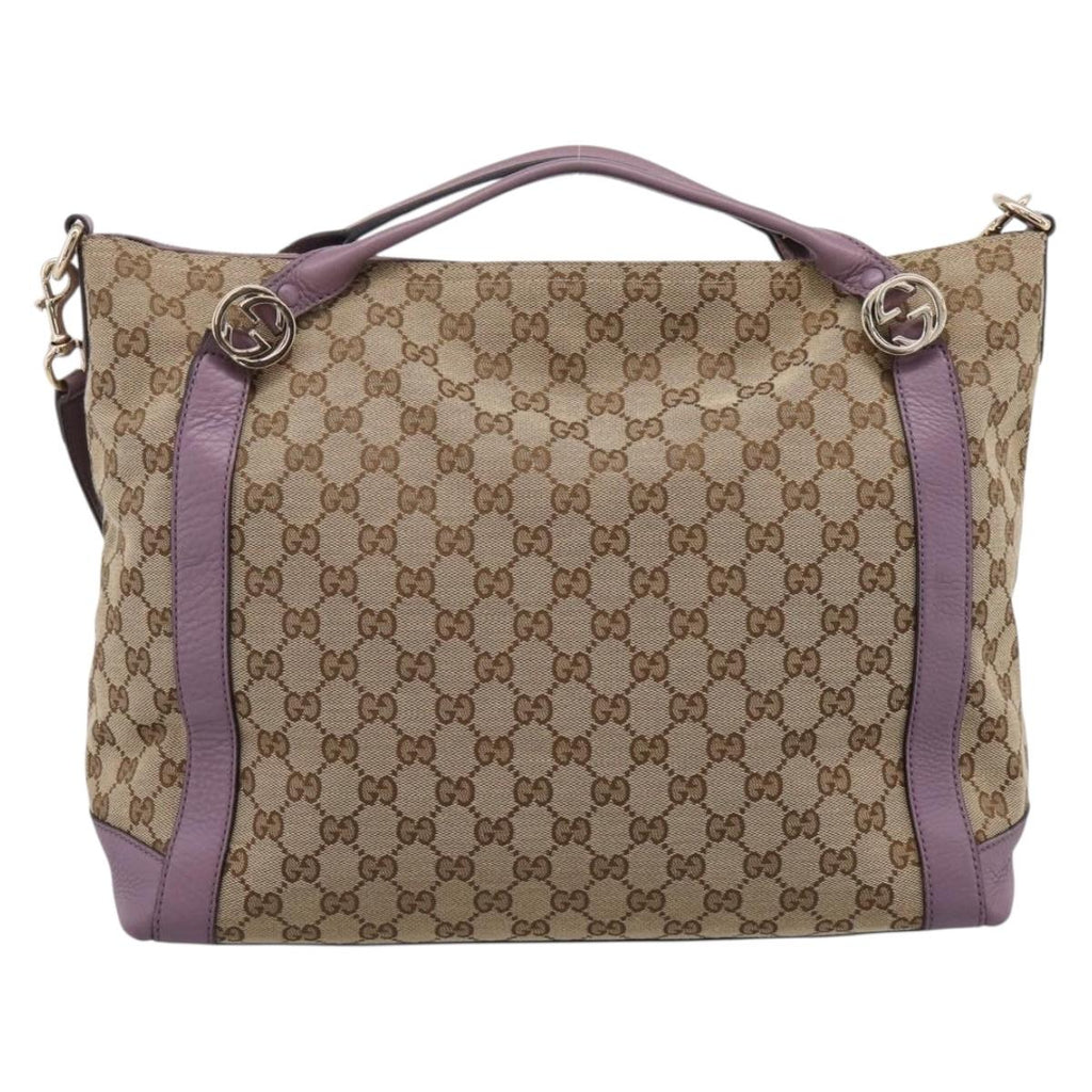 GUCCI GG Canvas GG Twins Shoulder Bag Beige Gold Tone 323675 Auth 208847V