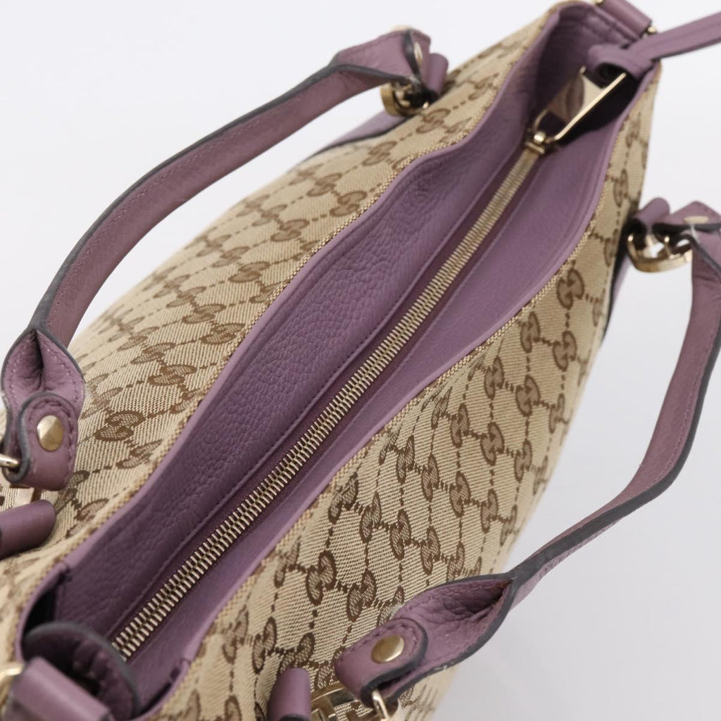 GUCCI GG Canvas GG Twins Shoulder Bag Beige Gold Tone 323675 Auth 208847V