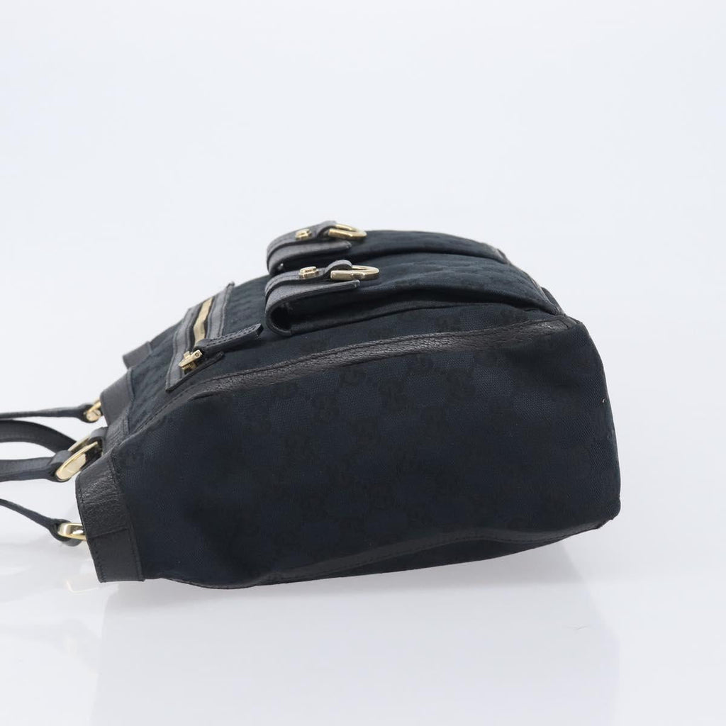 GUCCI GG Canvas Tote Bag Black Gold Tone 146247 Auth 209139