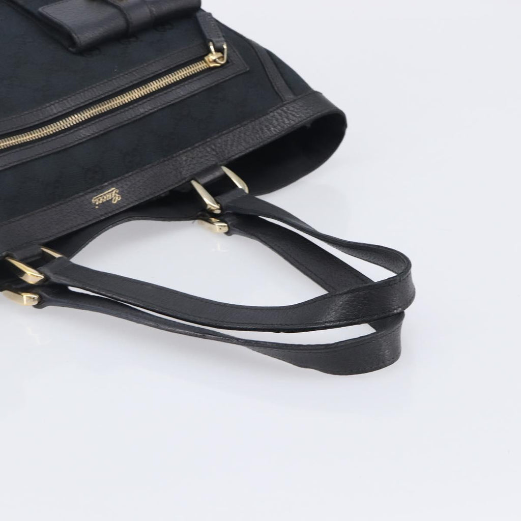 GUCCI GG Canvas Tote Bag Black Gold Tone 146247 Auth 209139