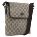 GUCCI GG Supreme Shoulder Bag PVC Brown Gold Tone 223666 Auth 209141
