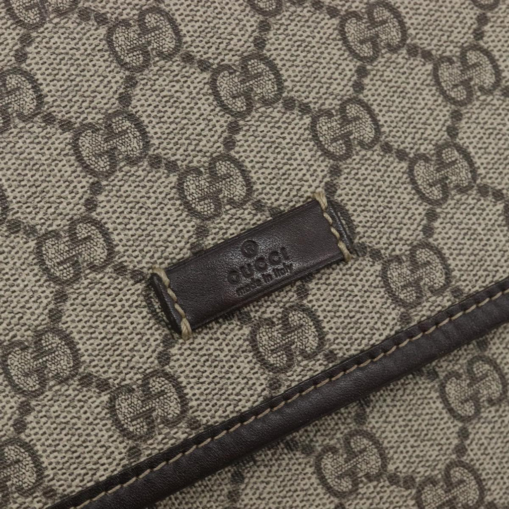GUCCI GG Supreme Shoulder Bag PVC Brown Gold Tone 223666 Auth 209141