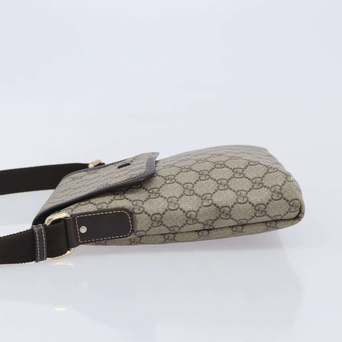 GUCCI GG Supreme Shoulder Bag PVC Brown Gold Tone 223666 Auth 209141