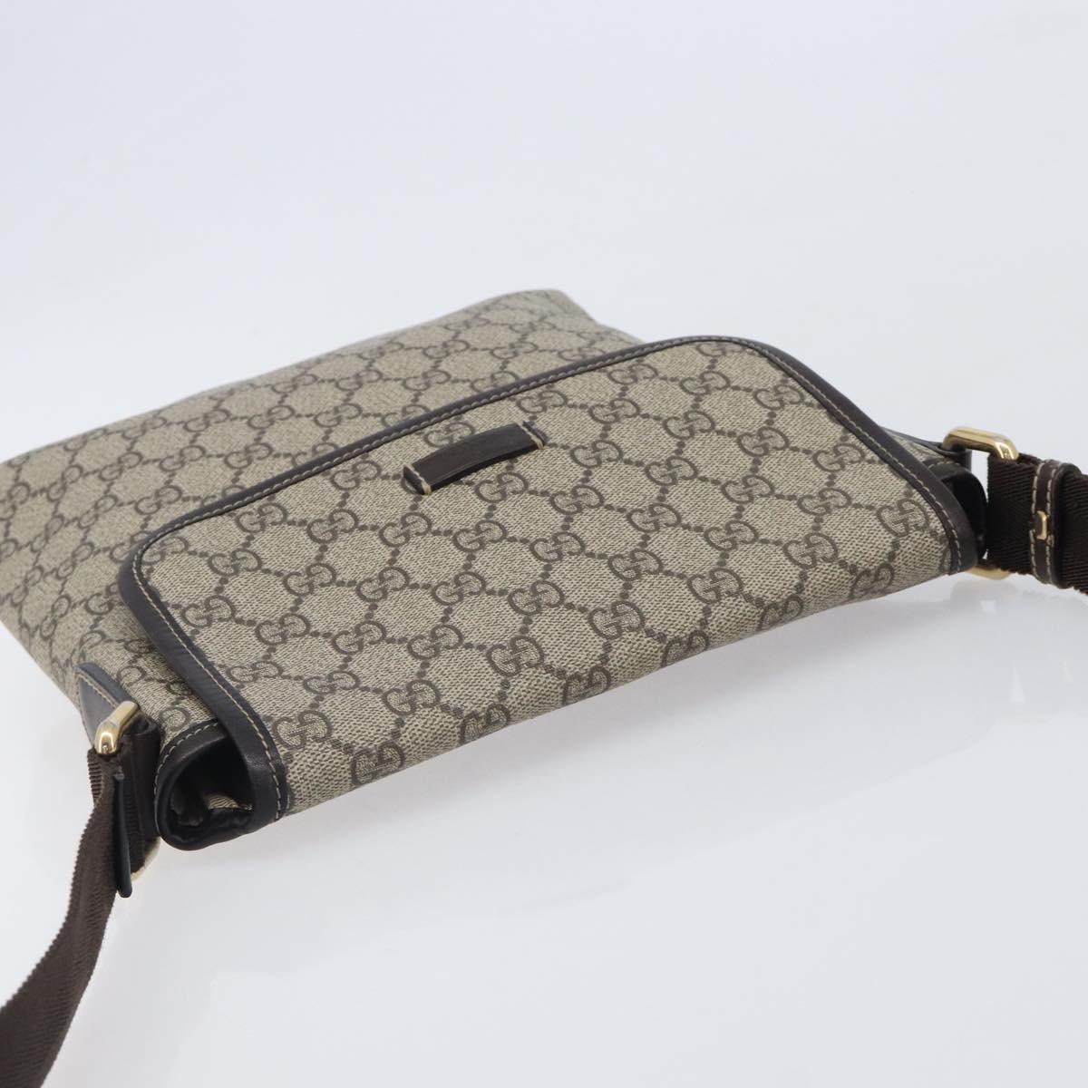 GUCCI GG Supreme Shoulder Bag PVC Brown Gold Tone 223666 Auth 209141