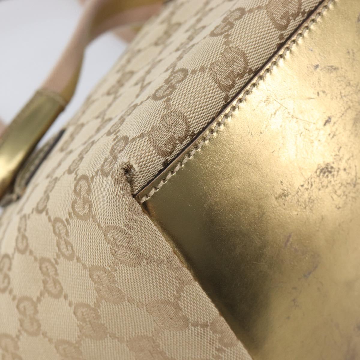 GUCCI GG Canvas Tote Bag Beige Gold Tone 131228 Auth 209142
