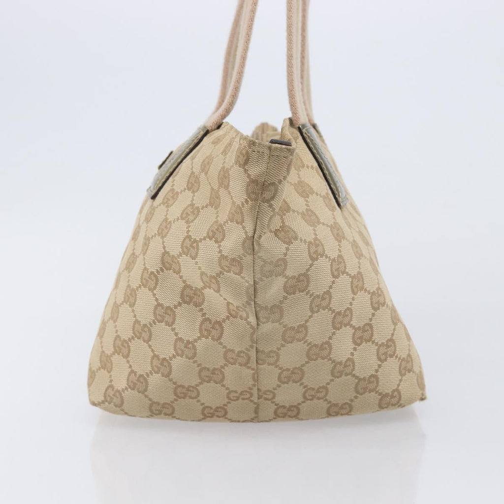 GUCCI GG Canvas Tote Bag Beige Gold Tone 131228 Auth 209142