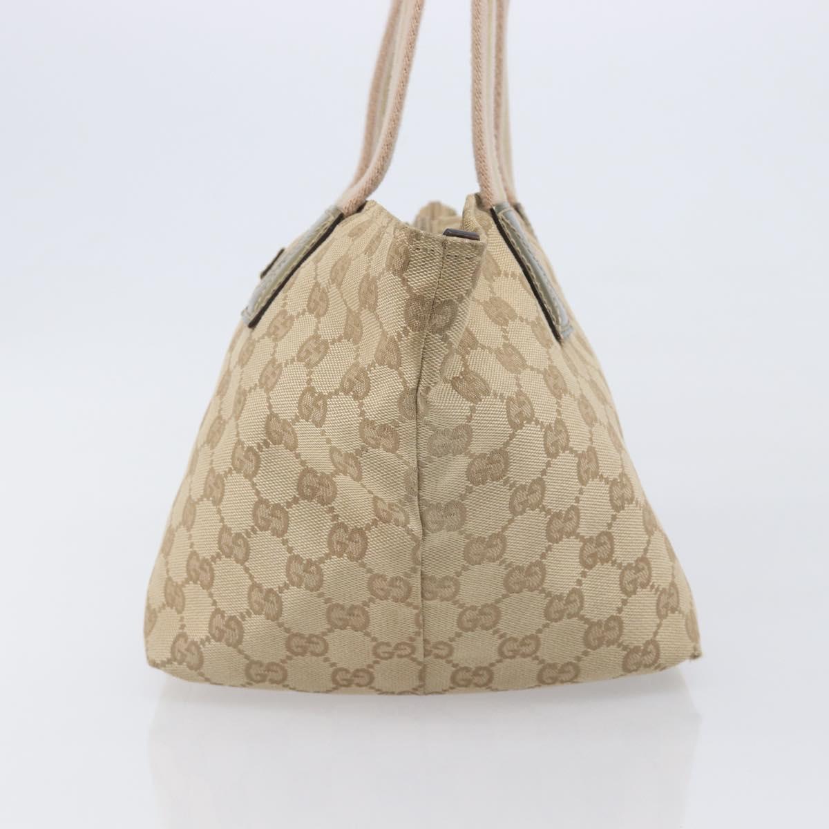 GUCCI GG Canvas Tote Bag Beige Gold Tone 131228 Auth 209142