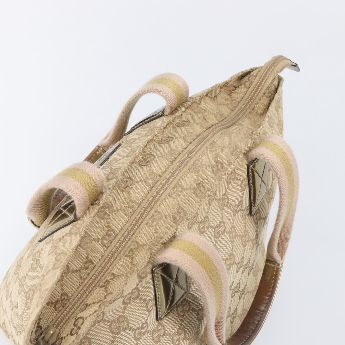 GUCCI GG Canvas Tote Bag Beige Gold Tone 131228 Auth 209142