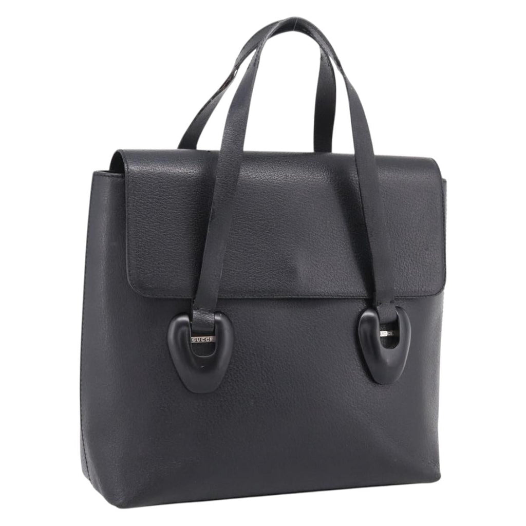 GUCCI Hand Bag Leather Black Silver 002 2123 0451 Auth 209143