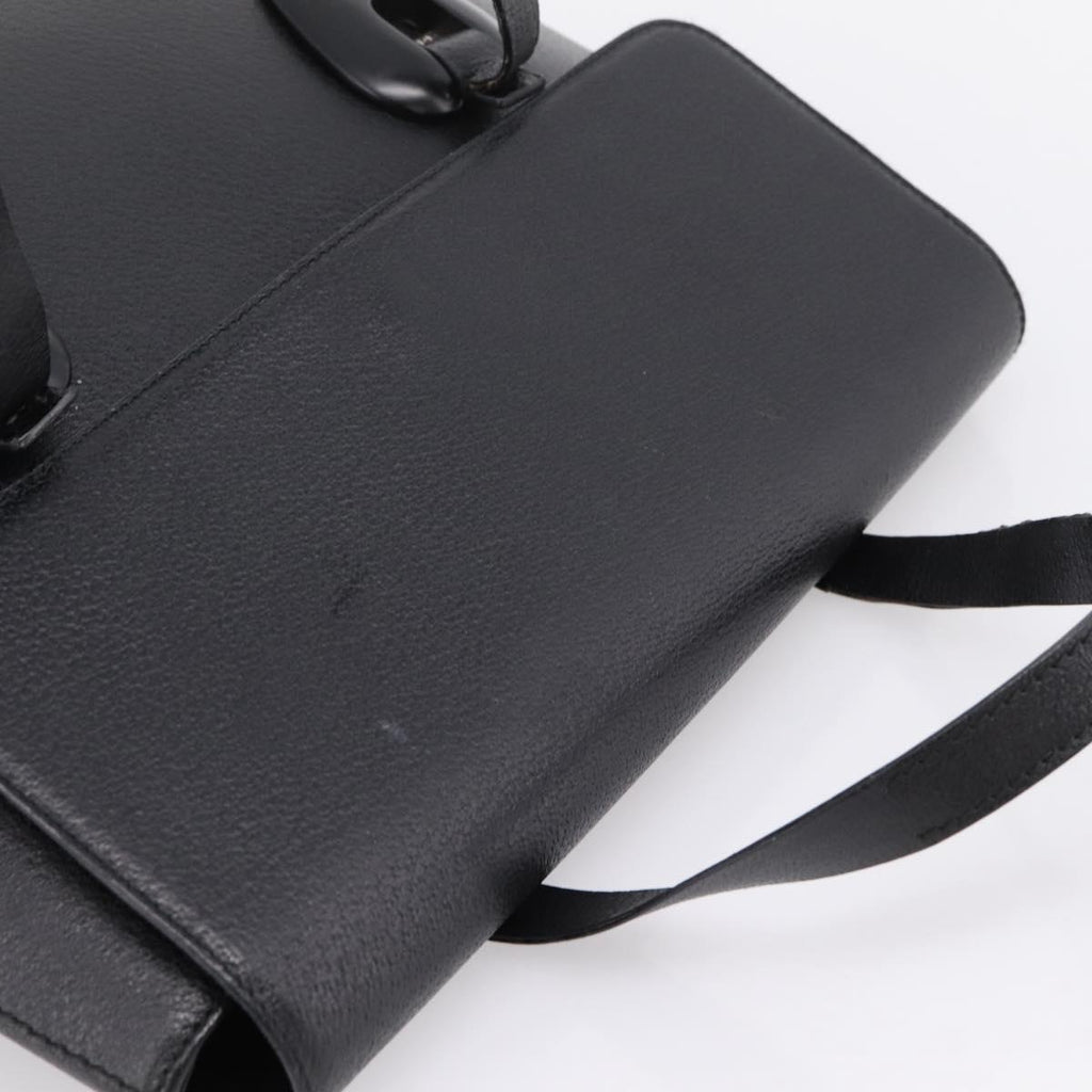 GUCCI Hand Bag Leather Black Silver 002 2123 0451 Auth 209143