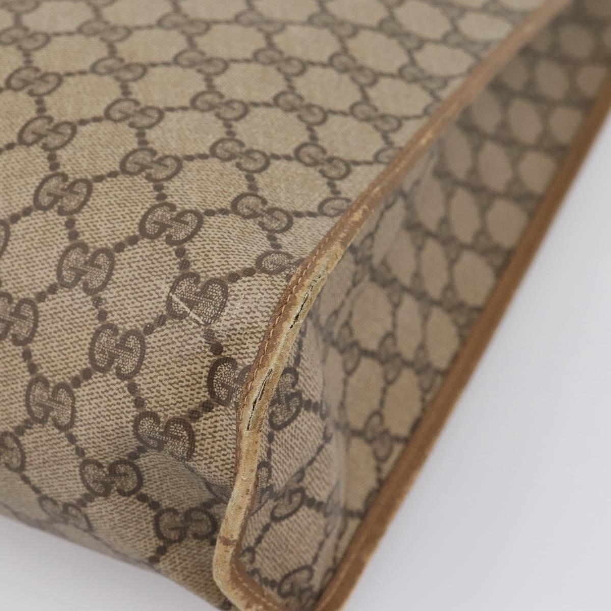 GUCCI GG Supreme Tote Bag PVC Beige Gold Tone 40 02 998 Auth 209148