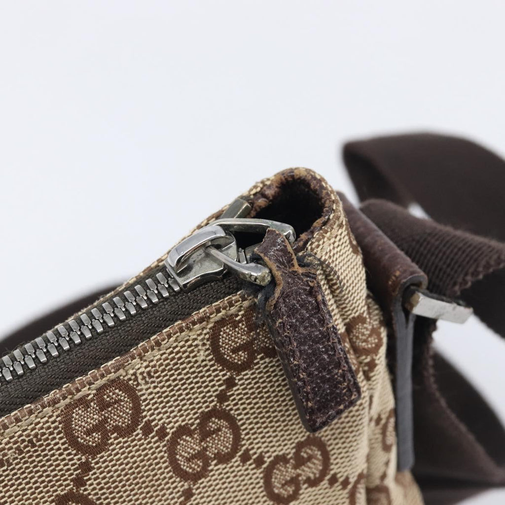 GUCCI GG Canvas Shoulder Bag Beige Silver 114273 Auth 209149
