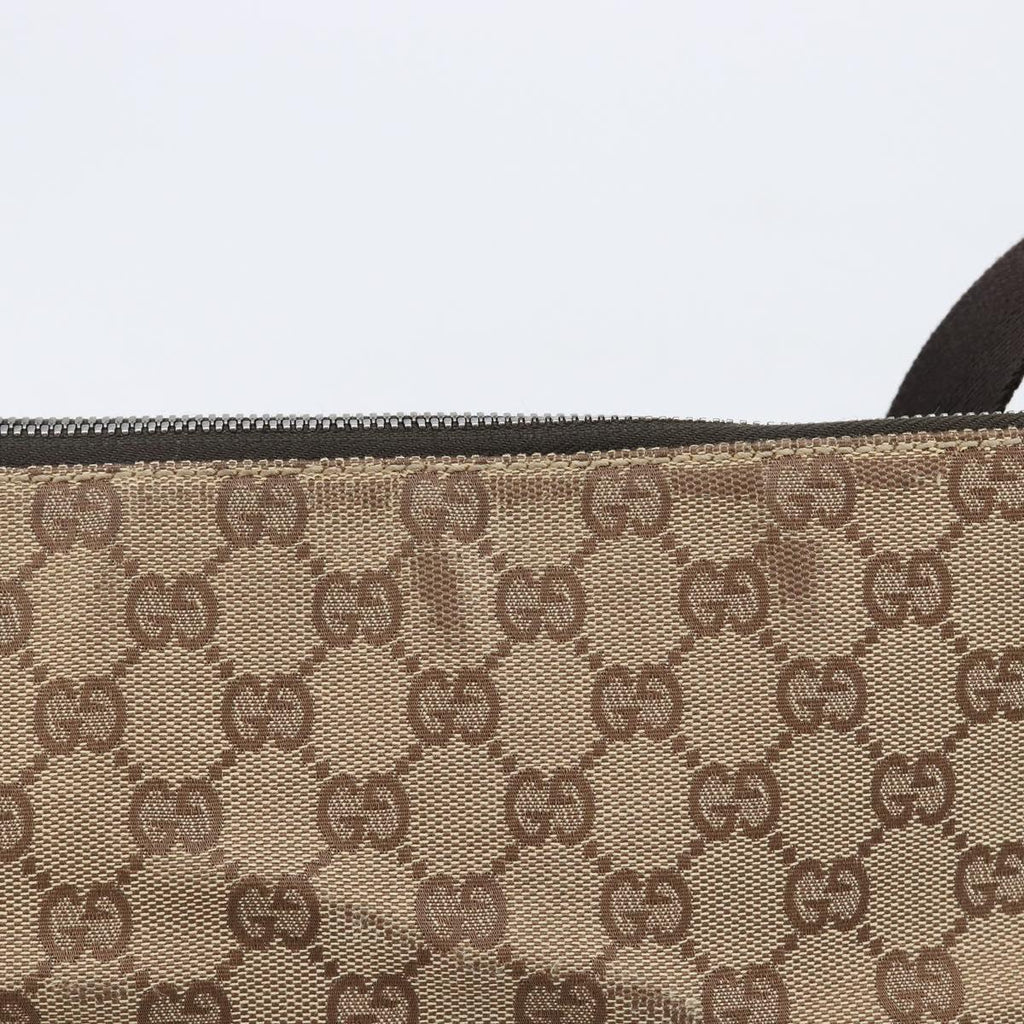 GUCCI GG Canvas Shoulder Bag Beige Silver 114273 Auth 209149