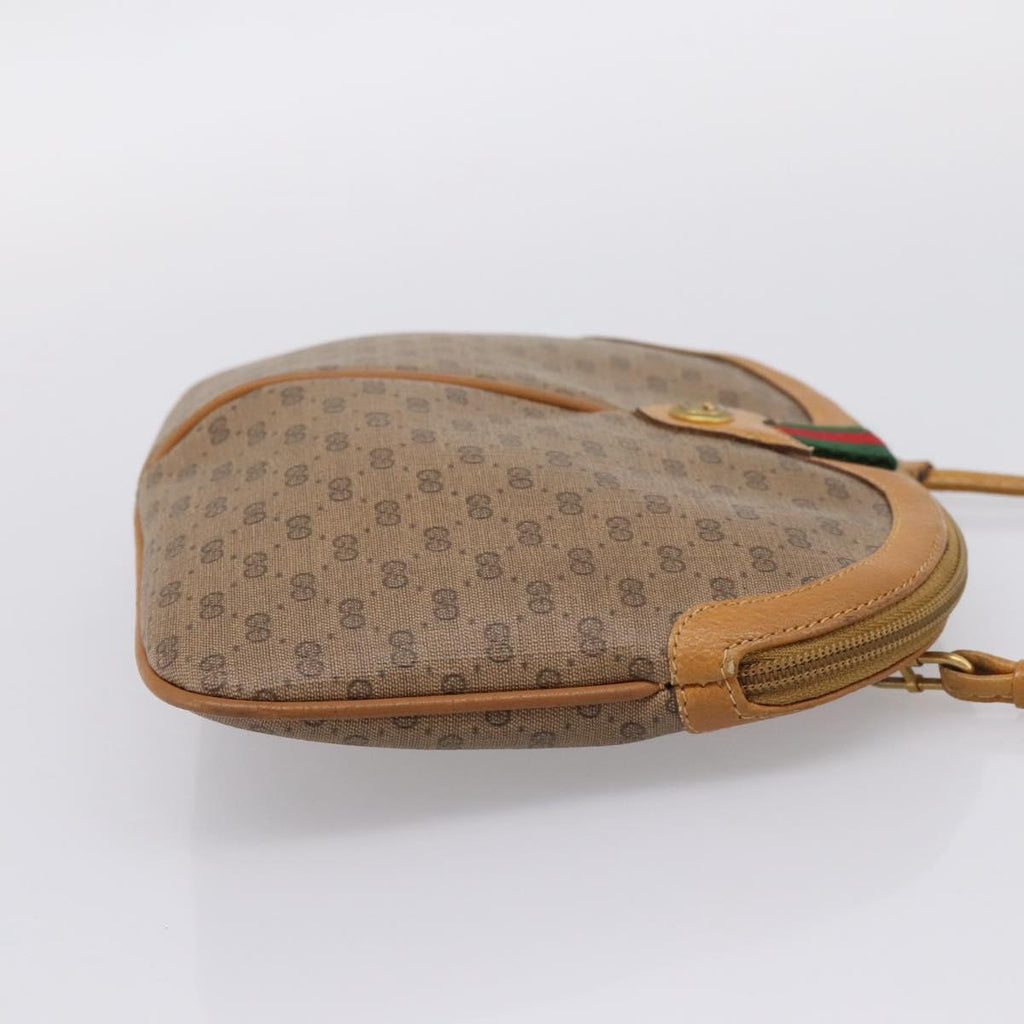 GUCCI Micro GG Web Sherry Line Shoulder Bag PVC Brown 904 02 047 Auth 209155