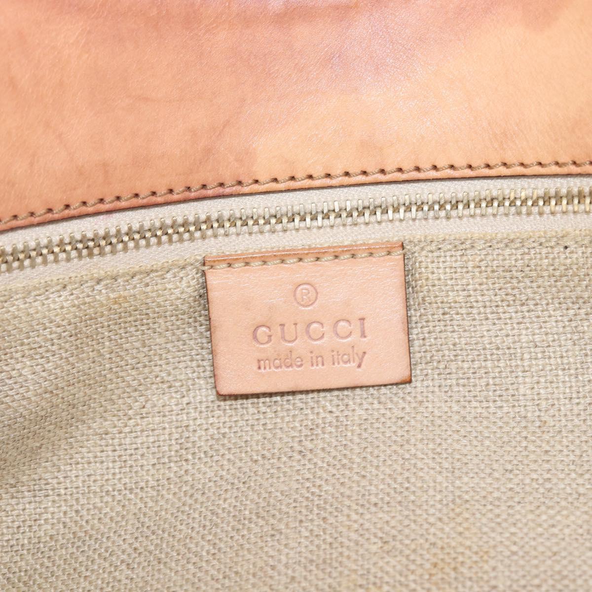 GUCCI Bamboo Flora Hand Bag Canvas Beige Gold Tone 137394 Auth 209161