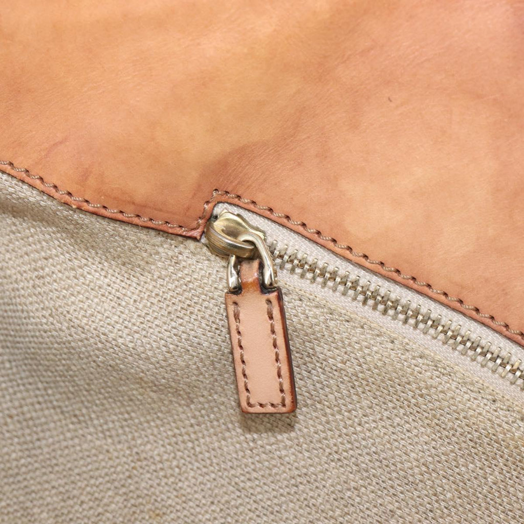GUCCI Bamboo Flora Hand Bag Canvas Beige Gold Tone 137394 Auth 209161