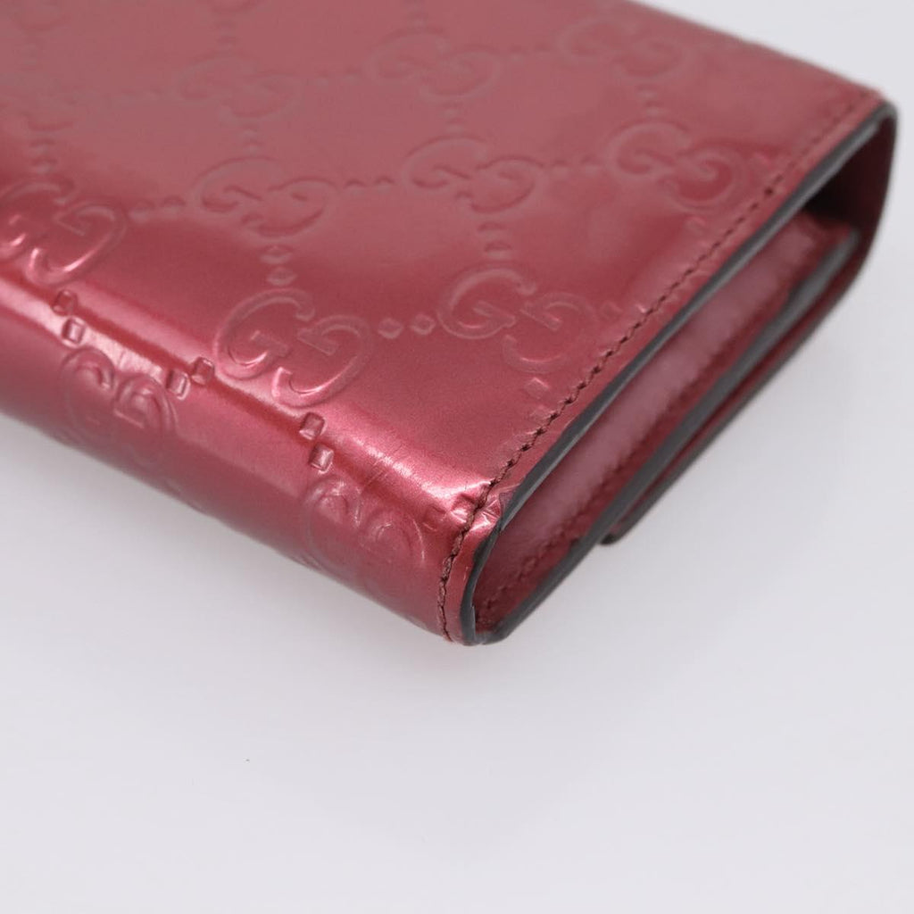 GUCCI GG Canvas Long Wallet Leather Pink Gold Tone 251861 Auth 209169