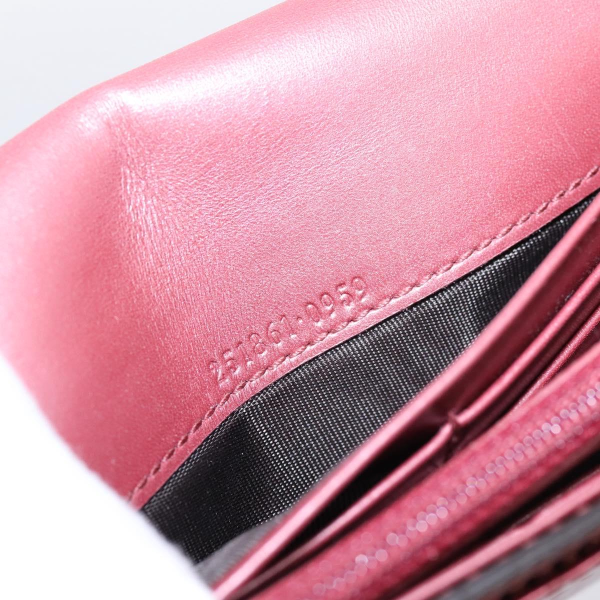 GUCCI GG Canvas Long Wallet Leather Pink Gold Tone 251861 Auth 209169