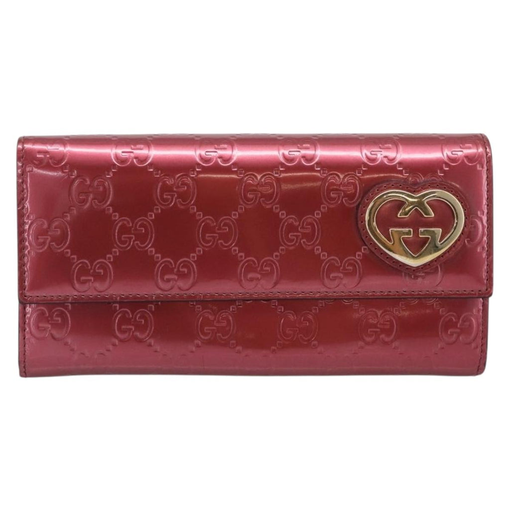GUCCI GG Canvas Long Wallet Leather Pink Gold Tone 251861 Auth 209169