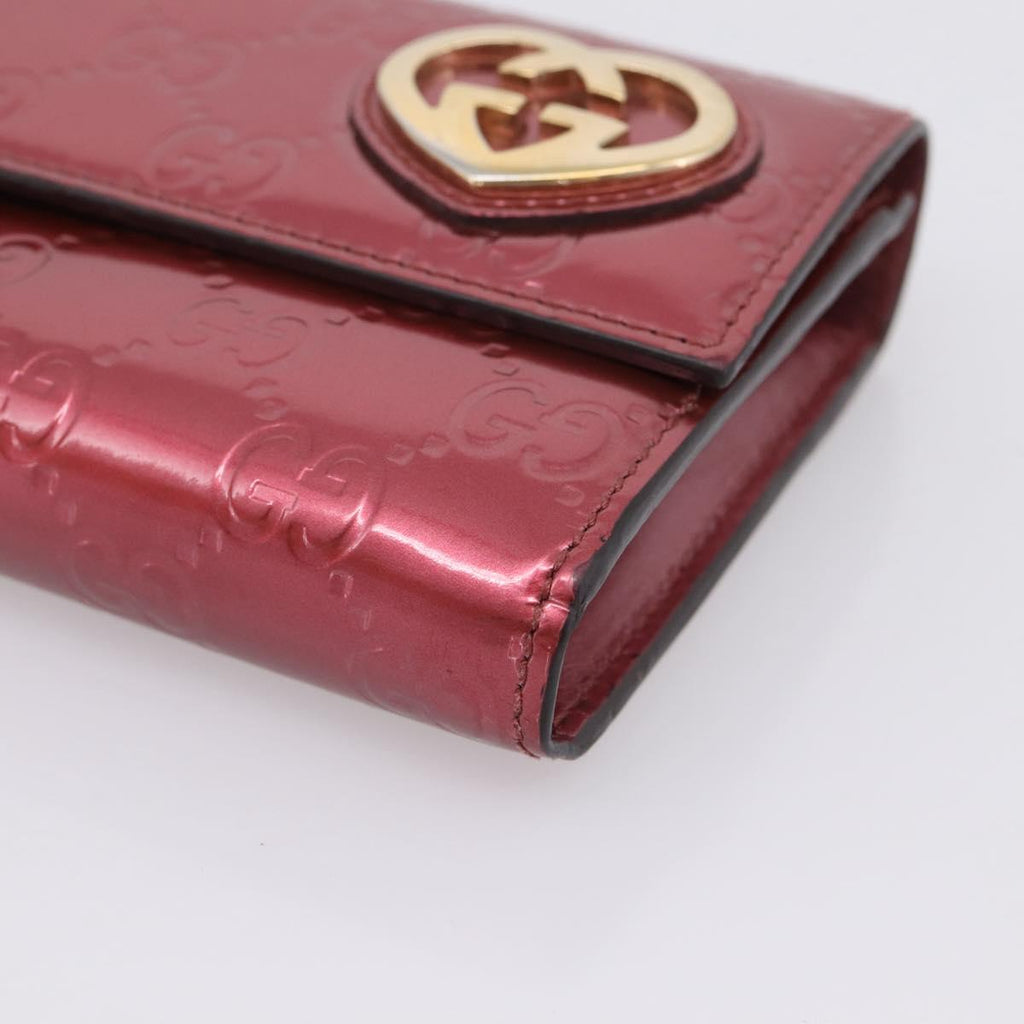 GUCCI GG Canvas Long Wallet Leather Pink Gold Tone 251861 Auth 209169