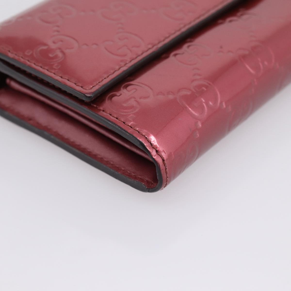GUCCI GG Canvas Long Wallet Leather Pink Gold Tone 251861 Auth 209169