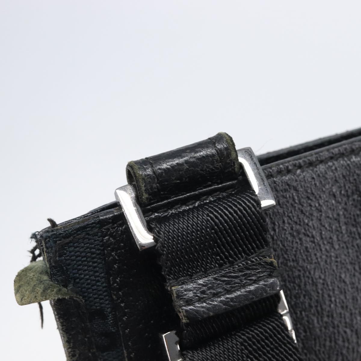 GUCCI GG Canvas Shoulder Bag Black Silver 27639 Auth 209188