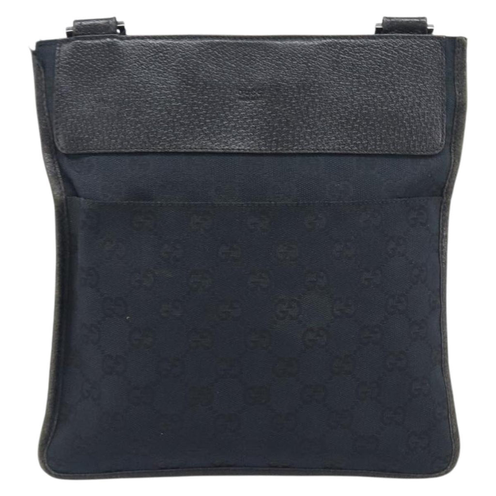 GUCCI GG Canvas Shoulder Bag Black Silver 27639 Auth 209188