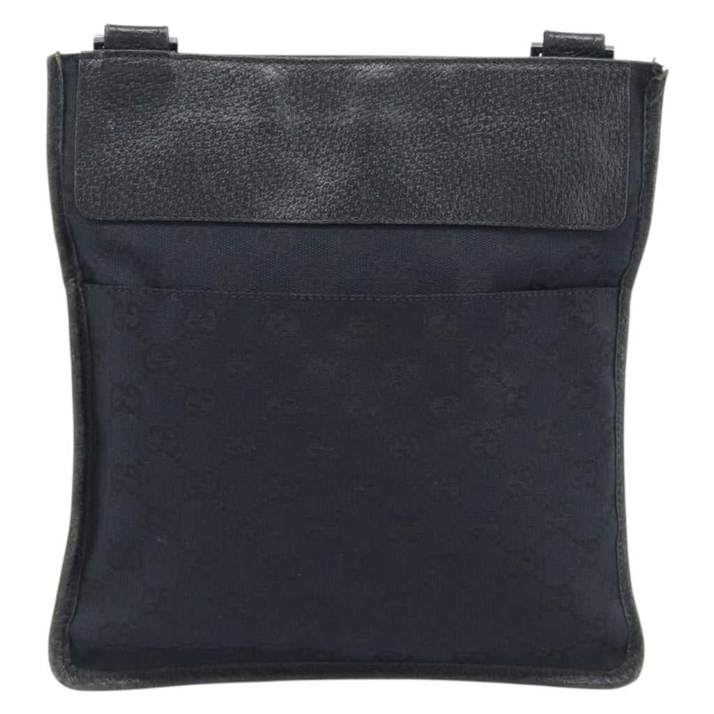 GUCCI GG Canvas Shoulder Bag Black Silver 27639 Auth 209188