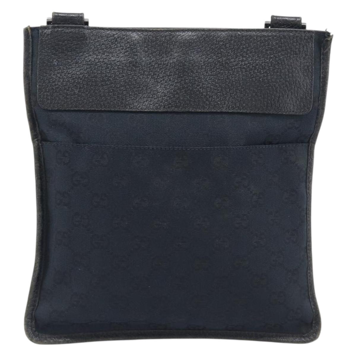GUCCI GG Canvas Shoulder Bag Black Silver 27639 Auth 209188