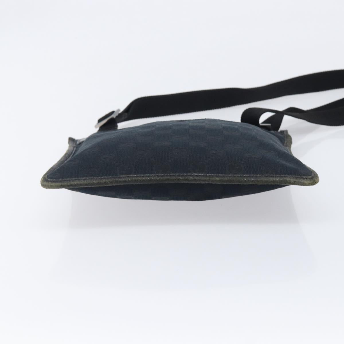 GUCCI GG Canvas Shoulder Bag Black Silver 27639 Auth 209188