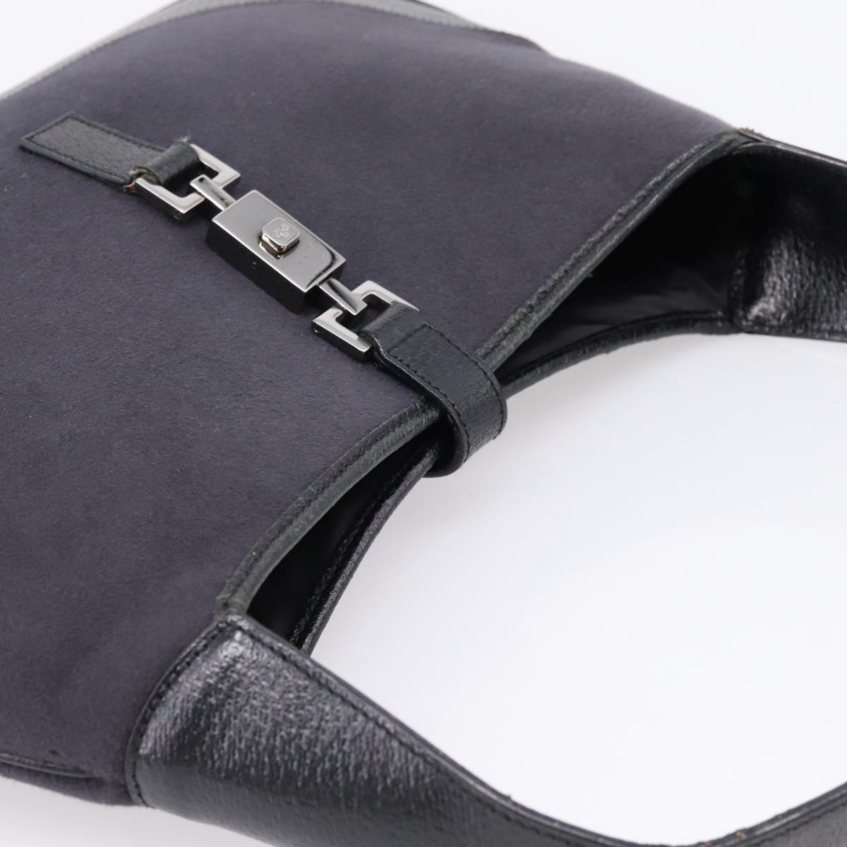 GUCCI Jackie Shoulder Bag Wool Black Silver 001 3306 Auth 209271V