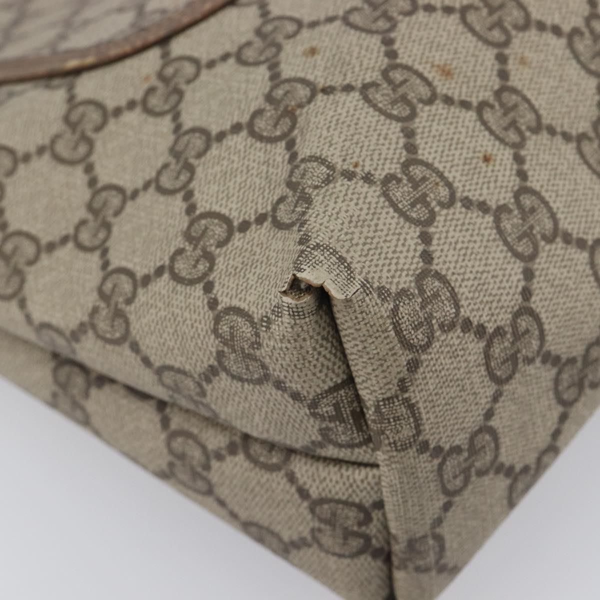 GUCCI GG Supreme Web Sherry Line Tote Bag PVC Beige Gold 378 02 003 Auth 209310