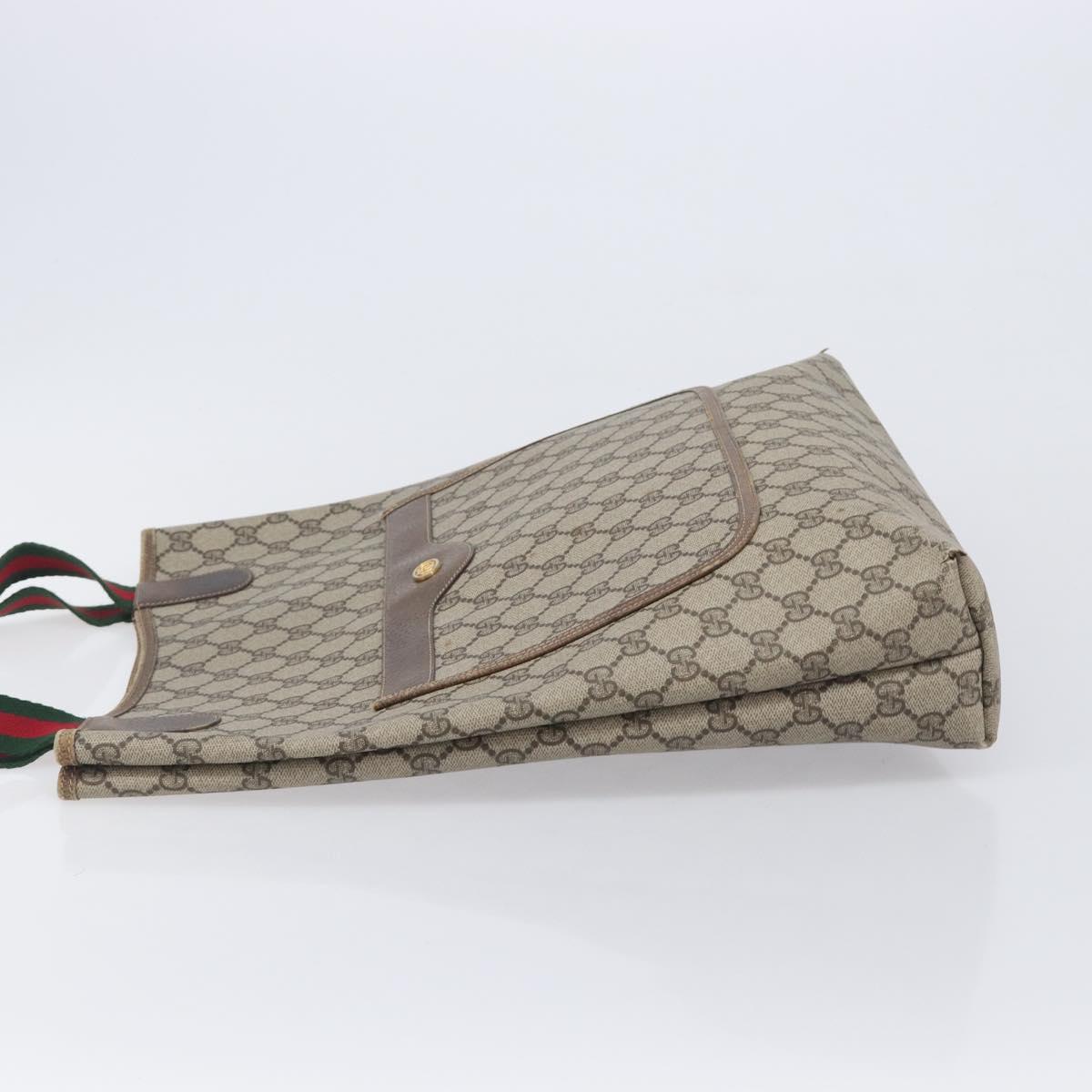 GUCCI GG Supreme Web Sherry Line Tote Bag PVC Beige Gold 378 02 003 Auth 209310