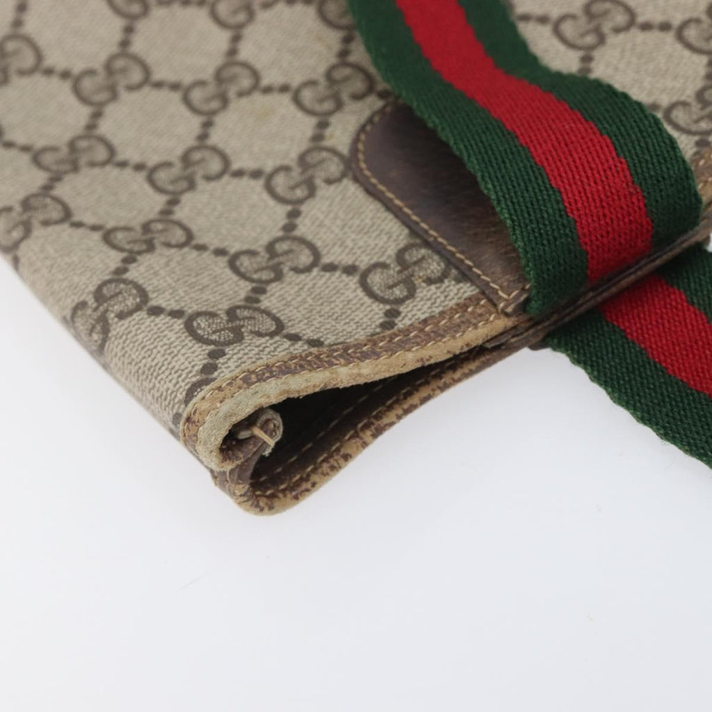 GUCCI GG Supreme Web Sherry Line Tote Bag PVC Beige Gold 378 02 003 Auth 209310