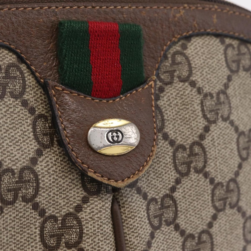 GUCCI GG Supreme Web Sherry Line Shoulder Bag PVC Beige 904 02 047 Auth 209388