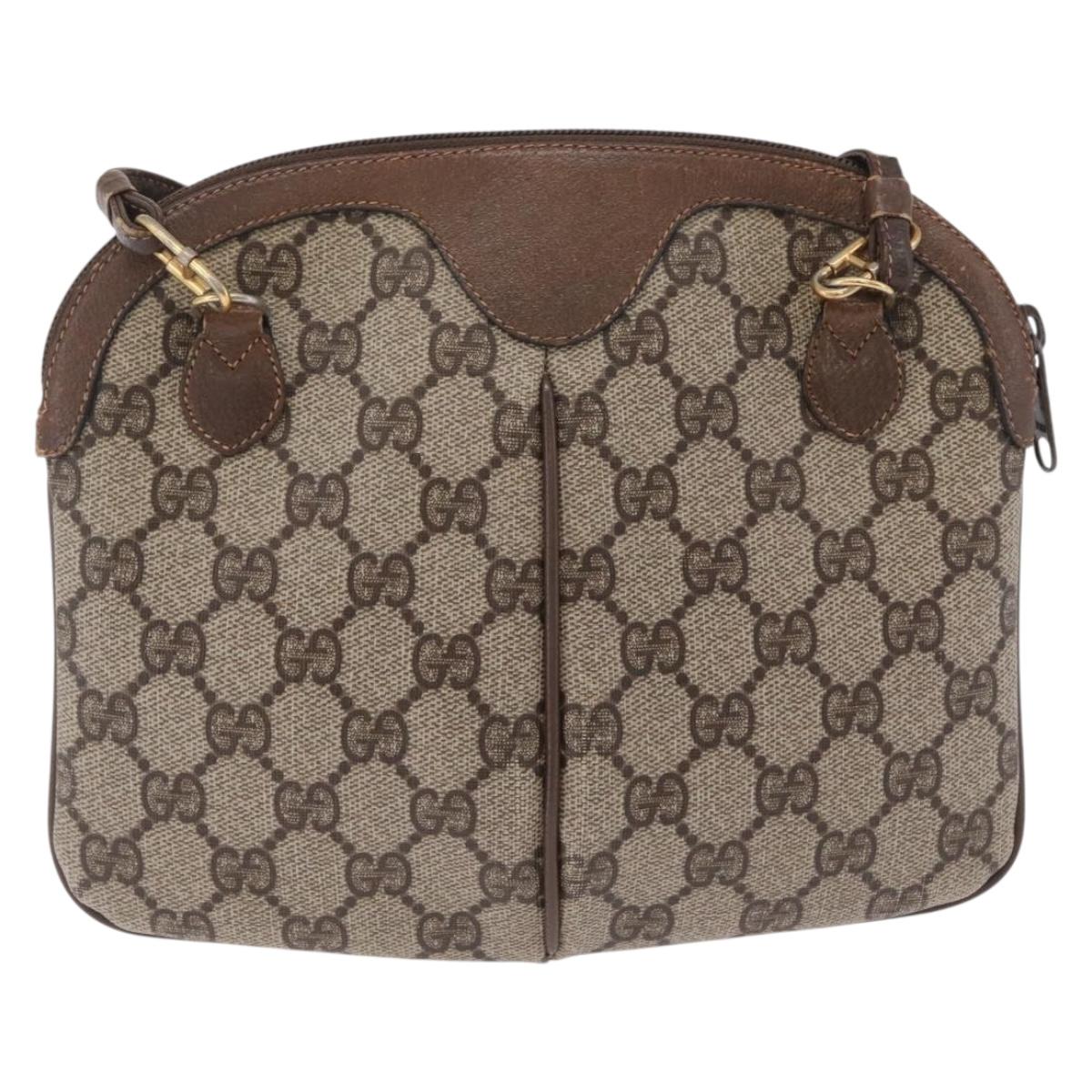 GUCCI GG Supreme Web Sherry Line Shoulder Bag PVC Beige 904 02 047 Auth 209388