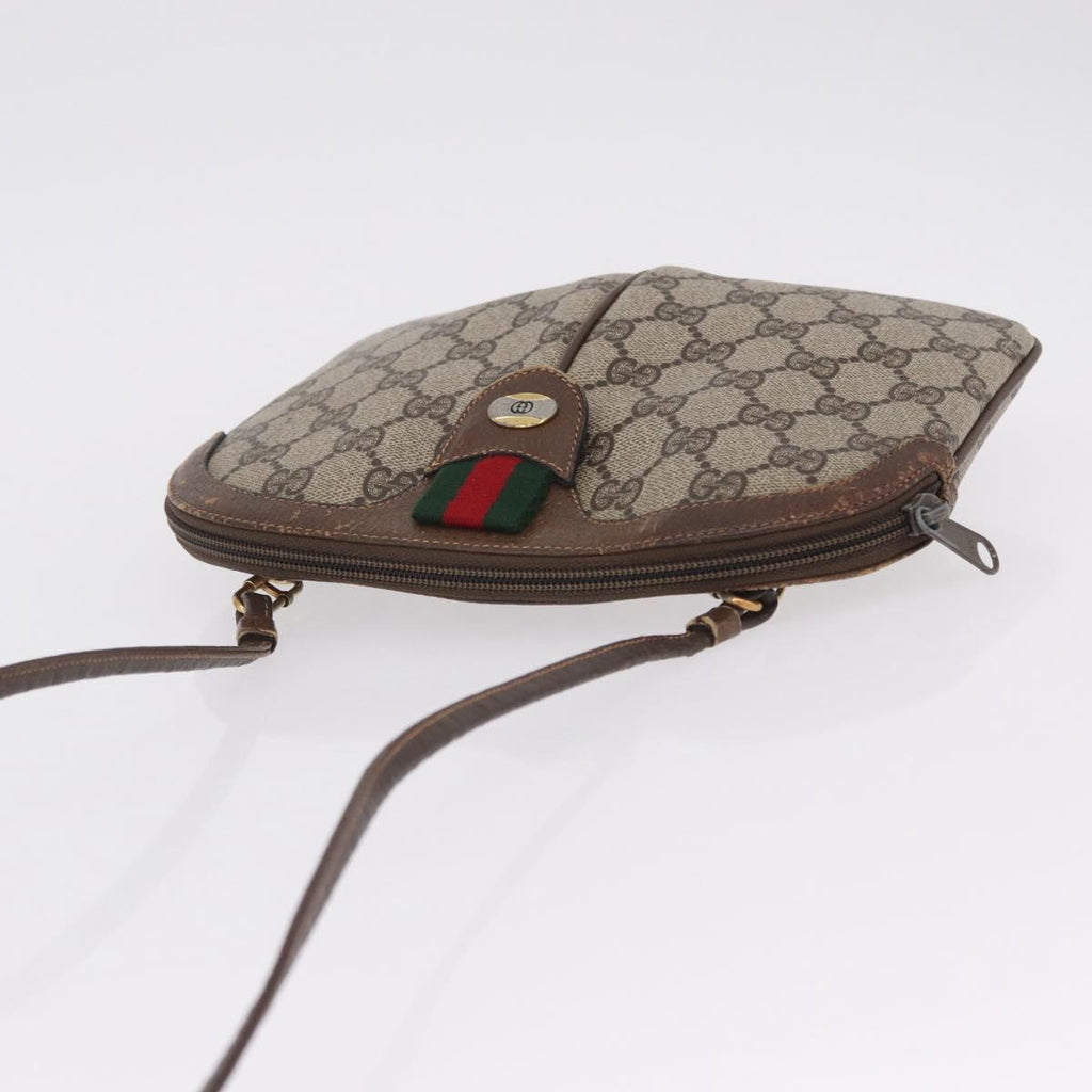GUCCI GG Supreme Web Sherry Line Shoulder Bag PVC Beige 904 02 047 Auth 209388