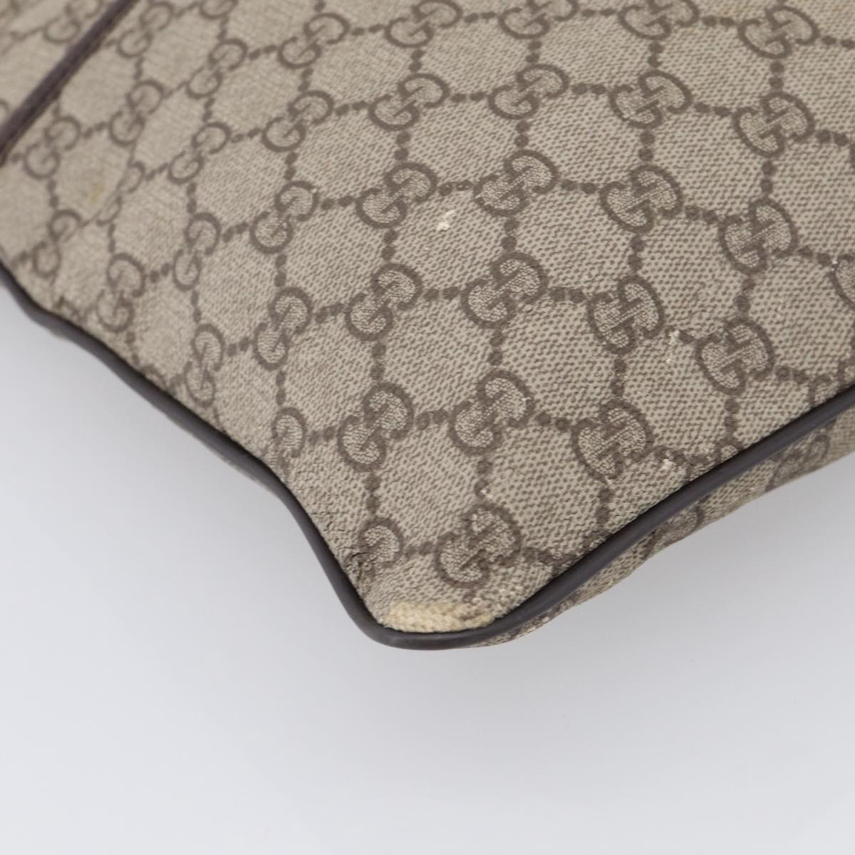 GUCCI GG Supreme Shoulder Bag PVC Beige Silver 141626 Auth 209406