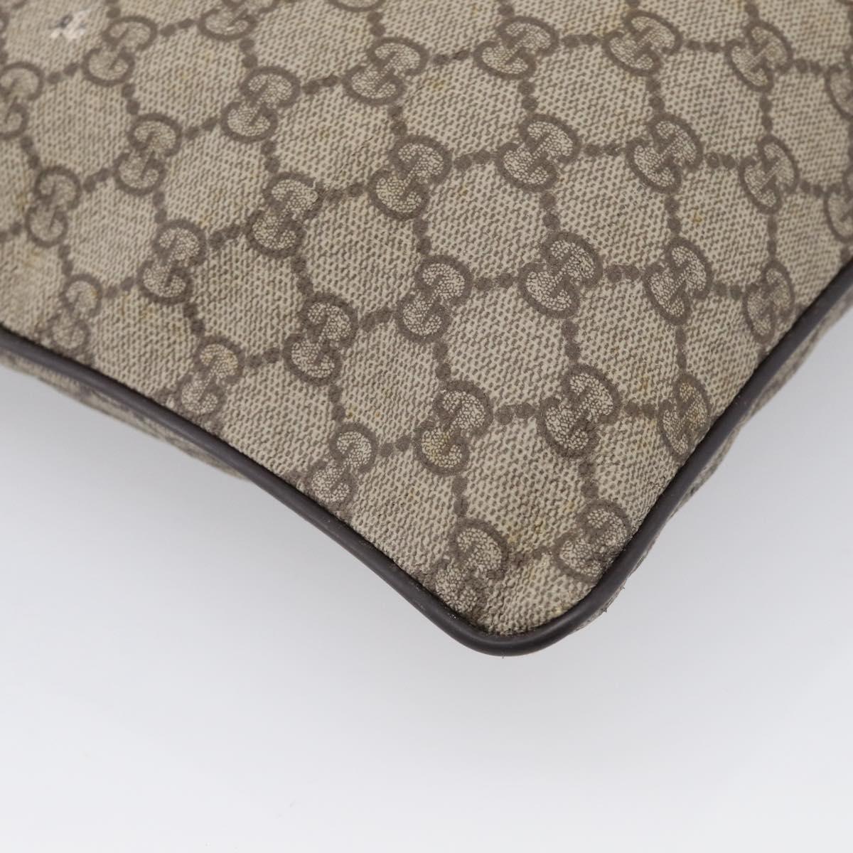 GUCCI GG Supreme Shoulder Bag PVC Beige Silver 141626 Auth 209406