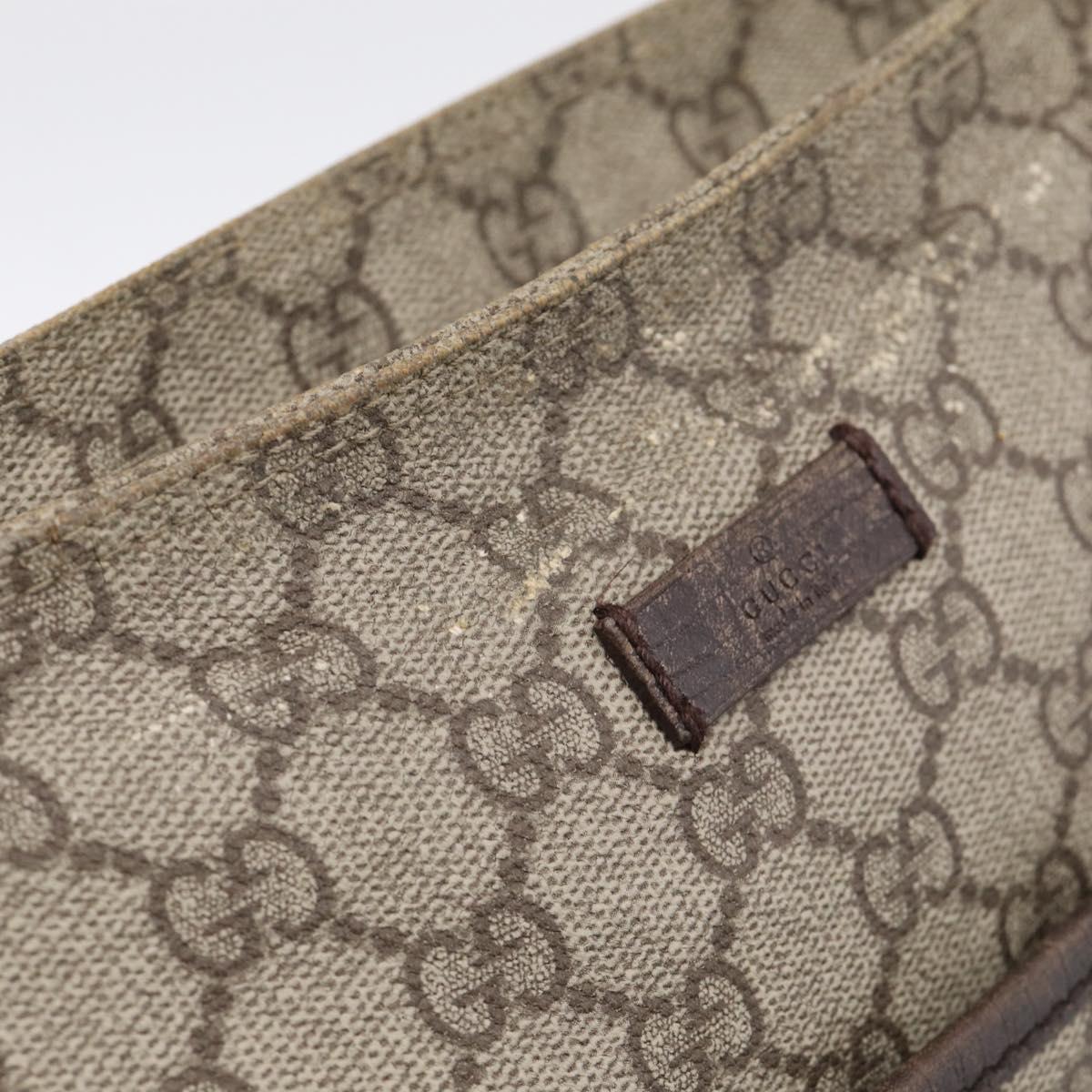 GUCCI GG Supreme Shoulder Bag PVC Beige Silver 141626 Auth 209406