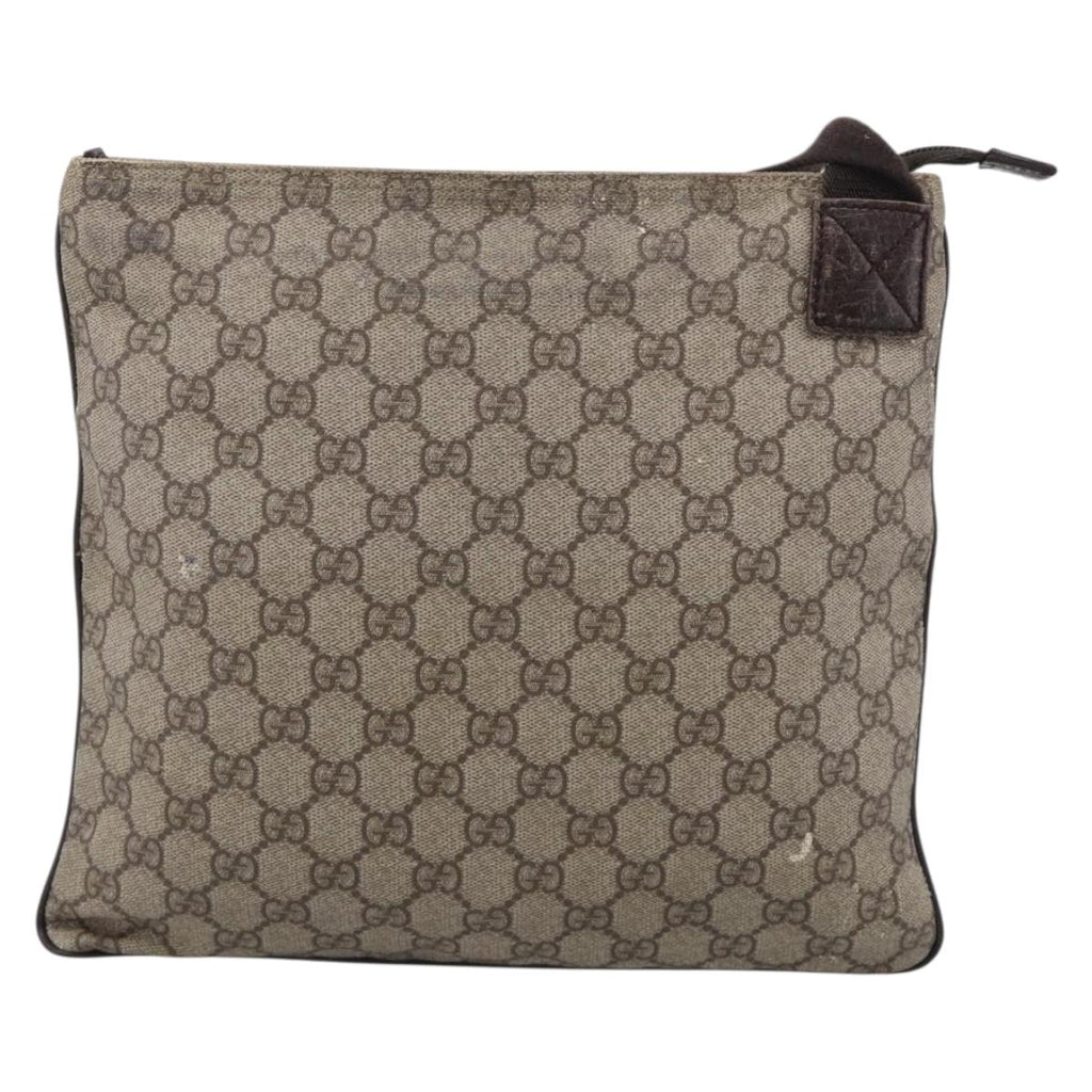 GUCCI GG Supreme Shoulder Bag PVC Beige Silver 141626 Auth 209406