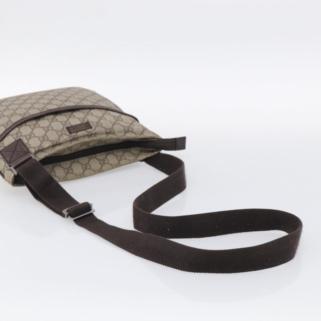 GUCCI GG Supreme Shoulder Bag PVC Beige Silver 141626 Auth 209406