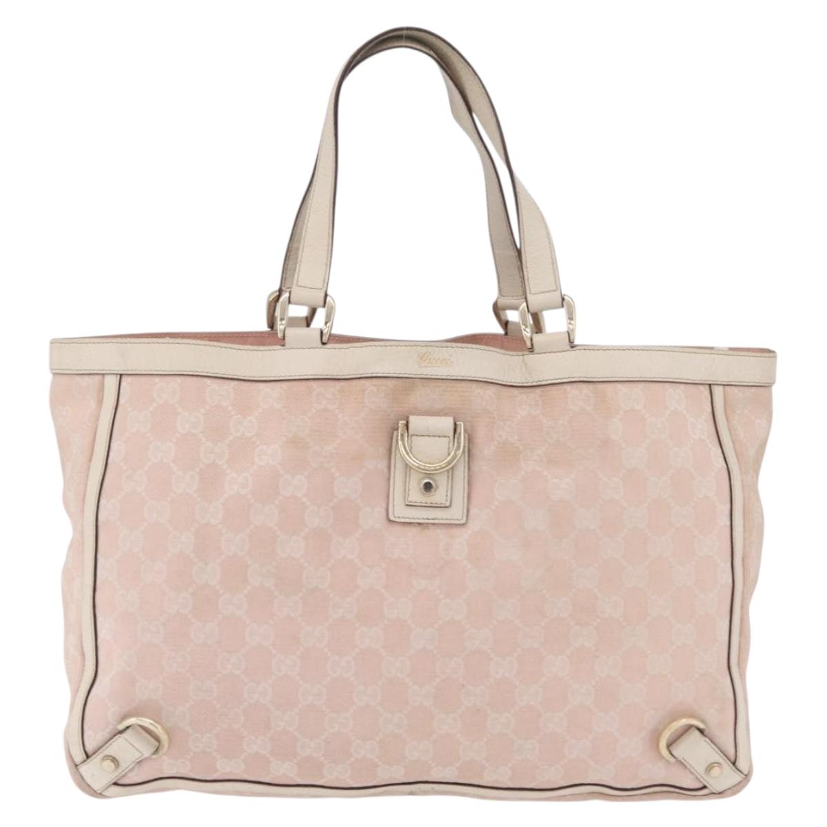 GUCCI GG Canvas Tote Bag Pink Gold 141472 Auth 209435