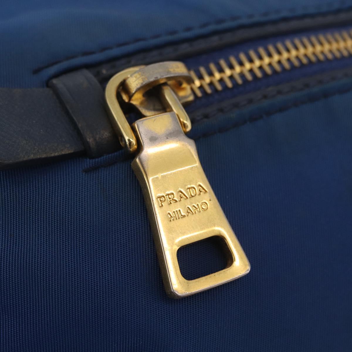PRADA Shoulder Bag Nylon Blue Gold Auth 209511