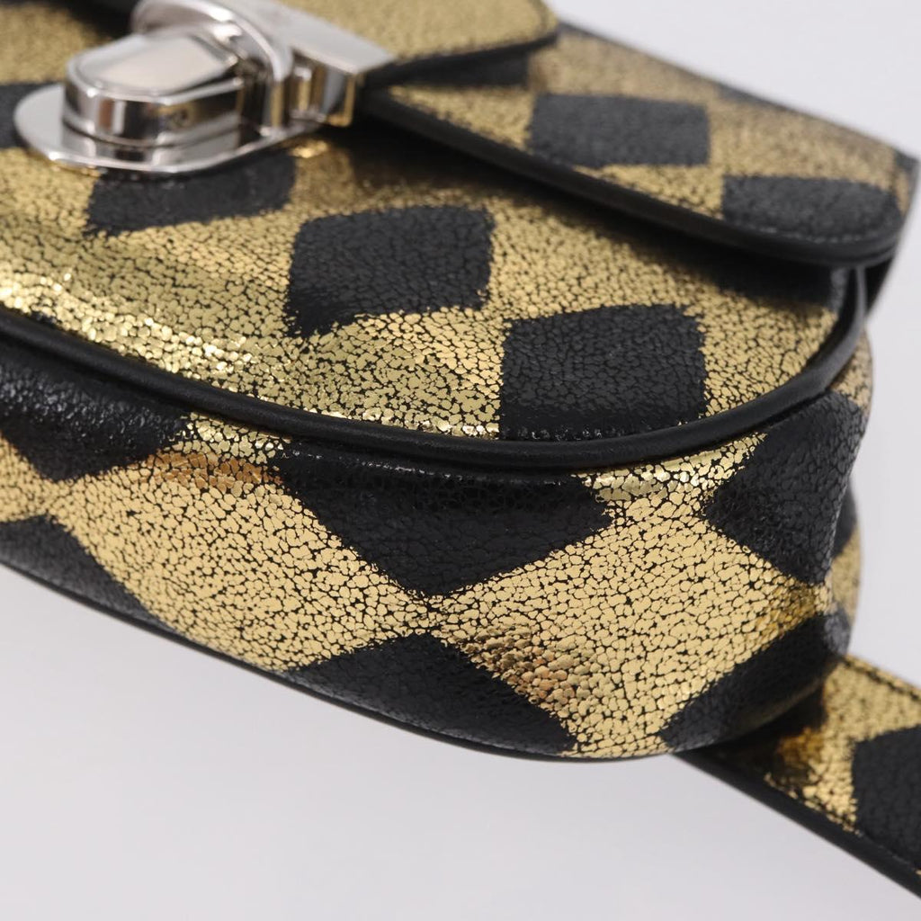 GUCCI Waist Bag Leather Gold Silver 605112 Auth 209520V