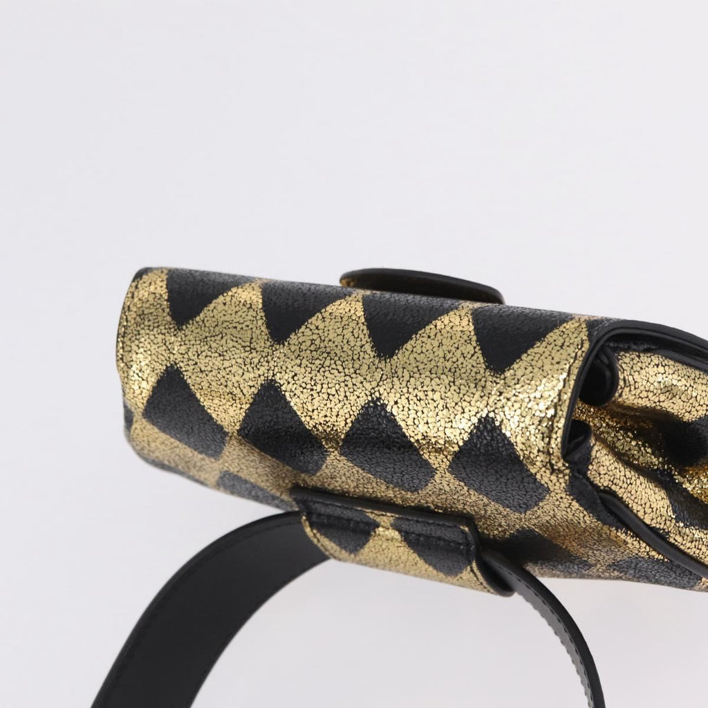 GUCCI Waist Bag Leather Gold Silver 605112 Auth 209520V