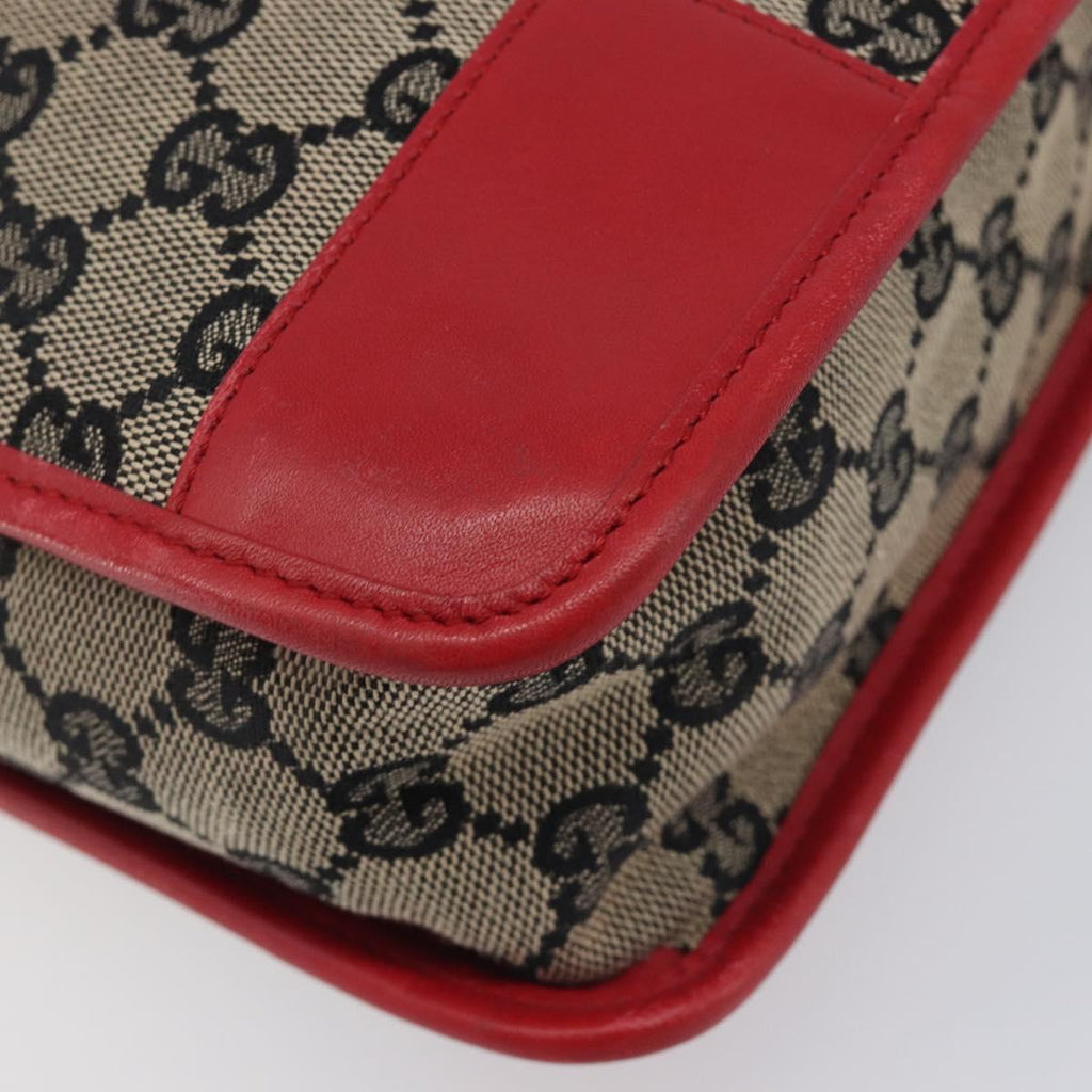 GUCCI GG Canvas Shoulder Bag Navy Gold 001 4205 Auth 209531A
