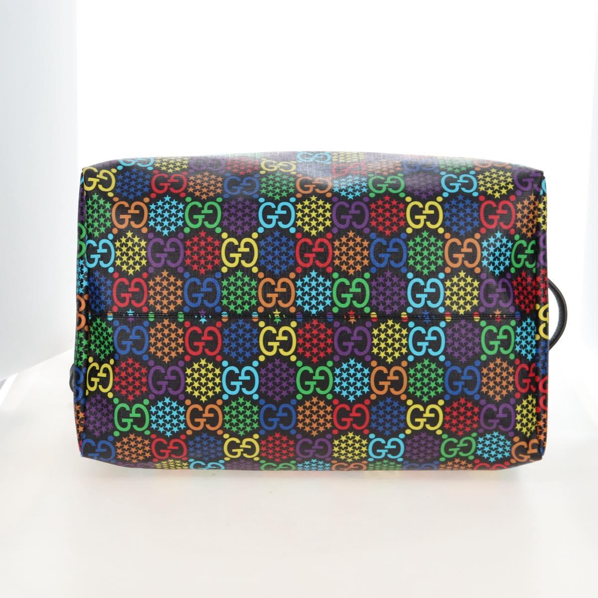 GUCCI GG Psychedelic Boston Bag PVC 2way Multicolor Silver 602619 Auth 209553M
