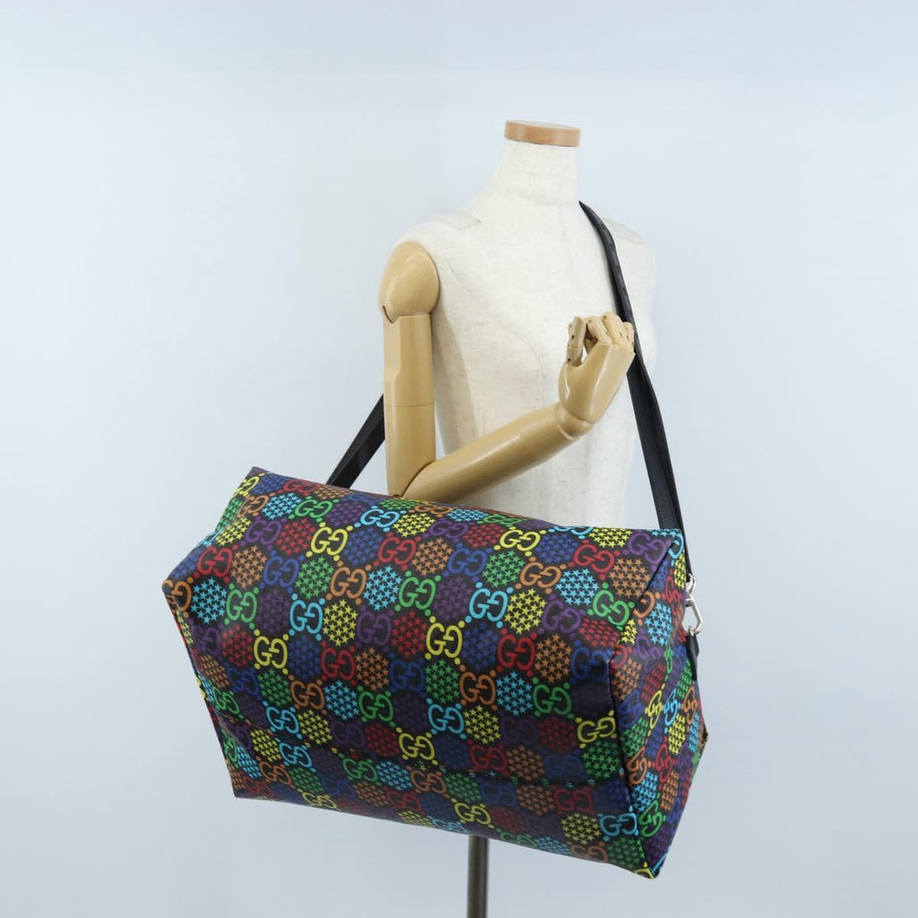 GUCCI GG Psychedelic Boston Bag PVC 2way Multicolor Silver 602619 Auth 209553M